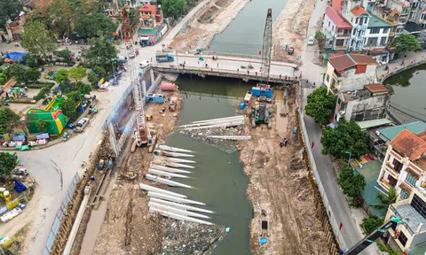 Toàn cảnh công trình cải tạo hạ lưu sông Kim Ngưu gần 700 tỷ đồng sắp cán đích