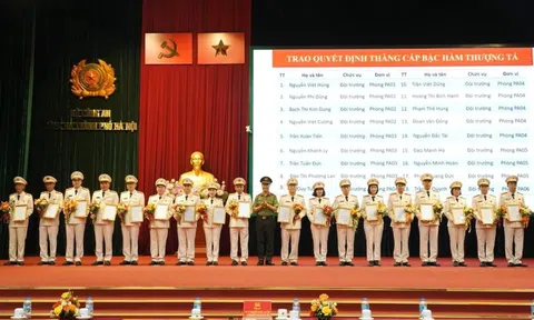146 cán bộ Công an Hà Nội được thăng cấp bậc hàm thượng tá