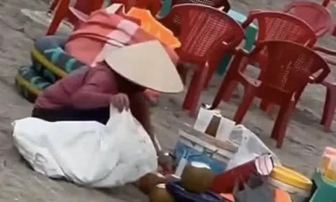 Danh tính người gom nước dừa thừa bán lại cho khách ở biển Thịnh Long
