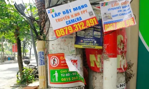 Hà Nội đề xuất phạt đến 20 triệu đồng khi treo quảng cáo trên cột điện