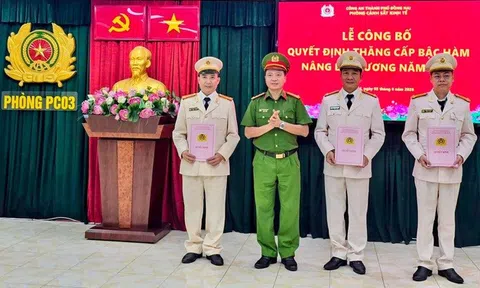 Thăng cấp bậc hàm, nâng bậc lương cho 73 cán bộ, chiến sĩ Công an Đồng Nai