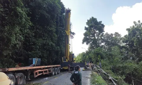 Hiện trường vụ tai nạn liên hoàn, xe container và ôtô lao xuống vực đèo Bảo Lộc
