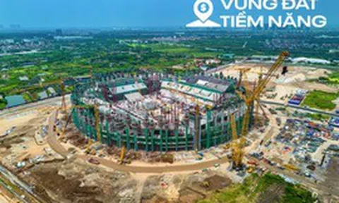 Bất ngờ tiến độ sân vận động lớn thứ hai Việt Nam sau 8 tháng khởi công: Khán đài dần lộ diện, sắp lắp mái vòm thép 8.600 tấn