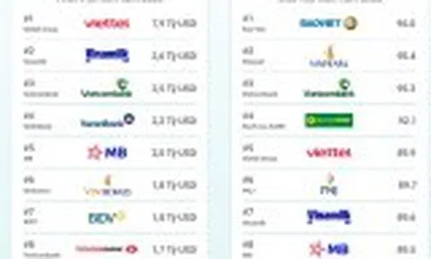 Tổng giá trị của 100 thương hiệu hàng đầu Việt Nam đạt 43 tỷ USD