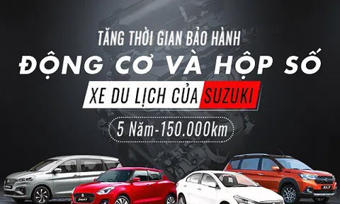 SUZUKI TĂNG THỜI GIAN BẢO HÀNH CHO XE DU LỊCH SỬ DỤNG ĐỘNG CƠ XĂNG